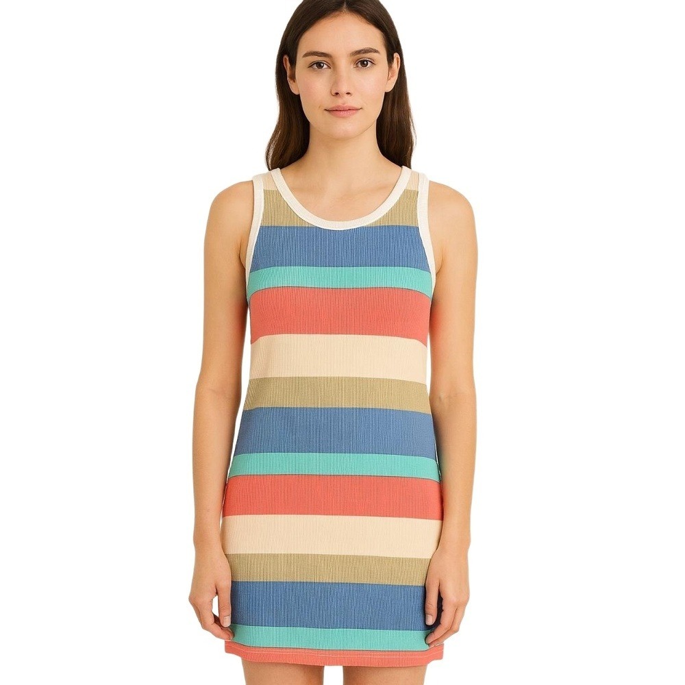 Women's Ribbed Sleeveless Stripe‎ Tank Dress XL